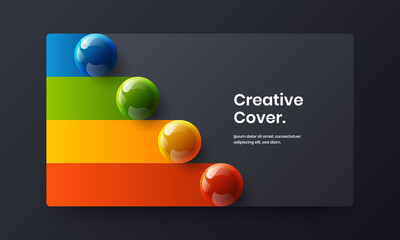 Wall Mural - Amazing front page design vector template. Isolated realistic spheres company cover concept.