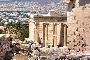 Temple of Athena Nike Acropolis overlooking the city of Athens Greece