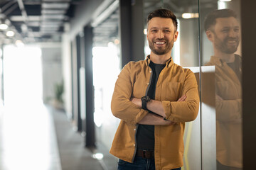 Poster - Successful Businessman Posing Standing In Doorway In Office