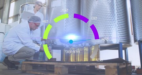 Poster - Animation of speedometer over refinery workers