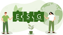 ESG Concept Of Environmental, Social And Governance.words ESG On A Woodblock It Is An Idea For Sustainable Organizational Development. Account The Environment, Society And Corporate Governance