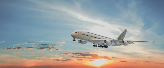 plane floating in the sky Preparing to land on the station.