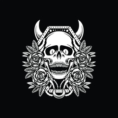 Wall Mural - skull tattoo illustration vector design