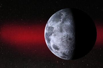 Wall Mural - Moon in space with red nebula. National Moon Day. Elements of this image furnished by NASA.