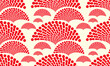 Japanese style stylized garden pattern red ivory