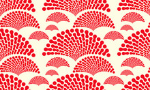 Japanese Style Stylized Garden Pattern Red Ivory