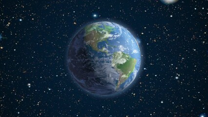 Wall Mural - looped rotation of the planet earth on the background of the stars. 3d render.elements of this image