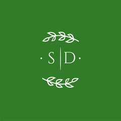 Wall Mural - SD initial monogram wedding with creative design