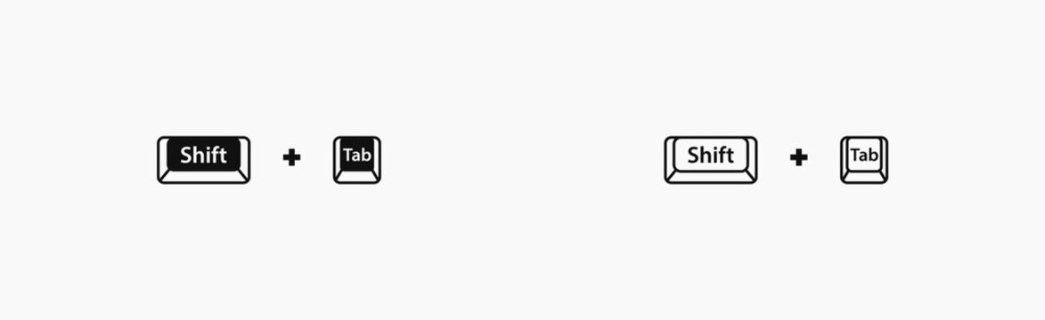 Shift+Tab keyboard shortcut vector illustration. Hotkeys vector
