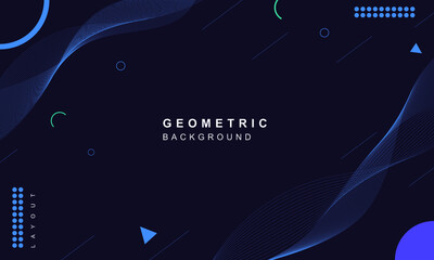 Fototapete - Abstract geometric dark blue background. Elegant dark banner, brochure background. Vector illustration. EPS 10.