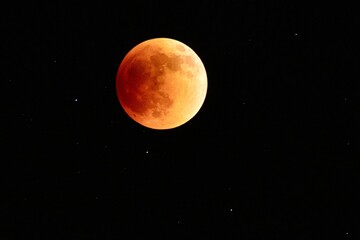 Wall Mural - closeup shot of a full moon eclipse isolated on black sky background