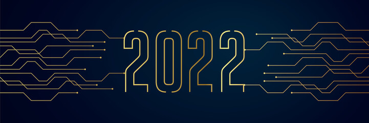 Aufkleber - circuit board electronics digital technology banner 2022 blue gold