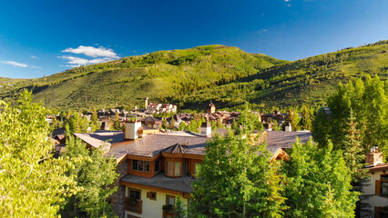 Poster - Aerial view of Vail town in Colorado, summer season