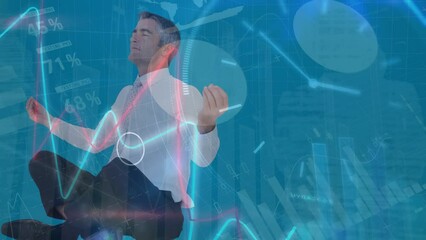 Poster - Animation of financial data processing over caucasian businessmen