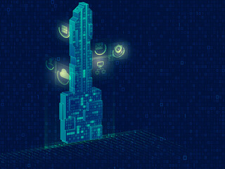 Poster - 2d illustration Abstract futuristic electronic circuit technology background