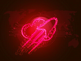 Poster - 2d illustration Abstract futuristic electronic circuit technology background