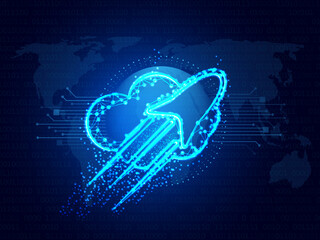 Poster - 2d illustration Abstract futuristic electronic circuit technology background