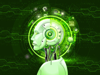 Poster - 2d illustration Abstract futuristic electronic circuit technology background