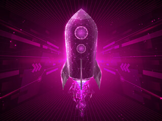 Poster - 2d illustration Abstract futuristic electronic circuit technology background