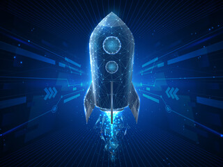 Poster - 2d illustration Abstract futuristic electronic circuit technology background