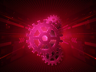 Poster - 2d illustration Abstract futuristic electronic circuit technology background