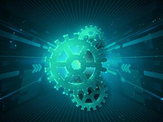 Poster - 2d illustration Abstract futuristic electronic circuit technology background