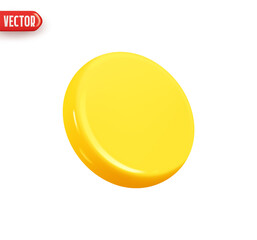Poster - Gold coin. Yellow Money change. Realistic 3d design In plastic cartoon style. Icon isolated on white background. Vector illustration