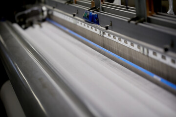 industrial textile production line. weaving looms in a textile factory