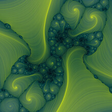 Green Yellow Fractal Cell Abstract Fractal Background With Spiral