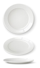 White Plate Set. Realistic Table Dish Mockup