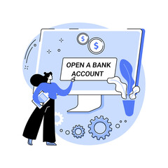 Poster - open bank account online isolated cartoon vector illustrations.