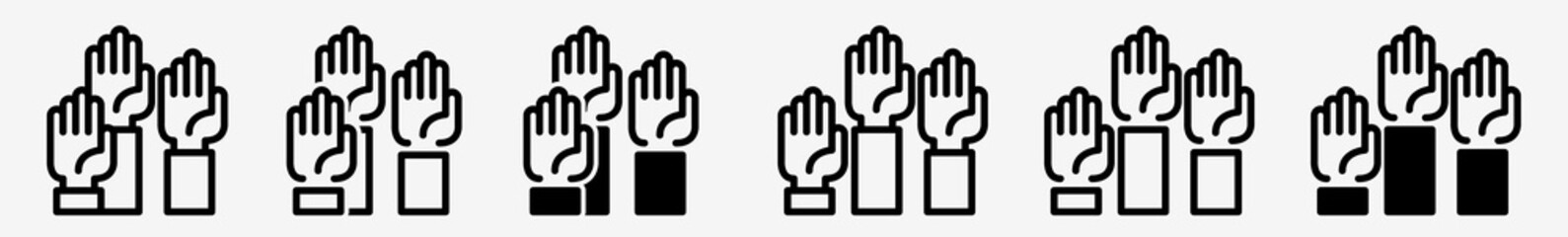 Wall Mural - hands raised icon arms raised hands set | hand raised icon vector arms illustration logo | arms rais