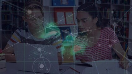 Poster - Animation of network of connections over diverse students using laptop