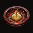 Realistic casino roulette wheel. 3d realistic vector illustration on dark background. Online poker casino roulette gambling concept design
