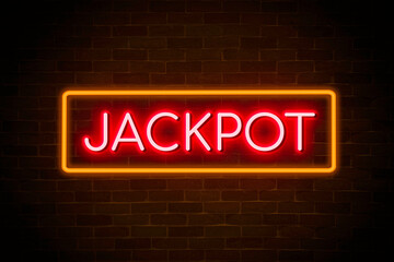 Wall Mural - Jackpot neon banner, light signboard on nightlife.