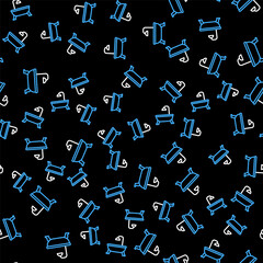 Line Bathtub icon isolated seamless pattern on black background. Vector