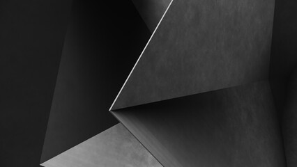 Wall Mural - abstract gray geometric shapes of triangles paper. concrete background. 3d rendering