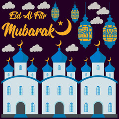 Vector illustration of eid Mubarak banner background template illustration, social media banner. editable. 4000 x 4000 pixel perfect.