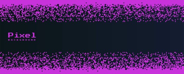 Wall Mural - abstract pixel background. simple geometric template with bright pink squares on top and bottom and 
