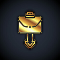 Sticker - Gold Briefcase icon isolated on black background. Business case sign. Business portfolio. Vector