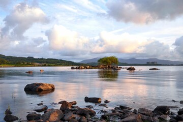 Wall Mural - Beautiful shot of a lake under the bright sky