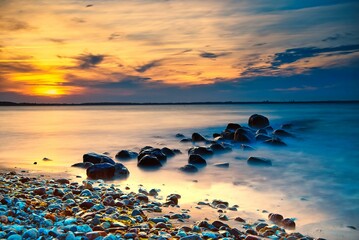 sunset at the beach of Niendorf