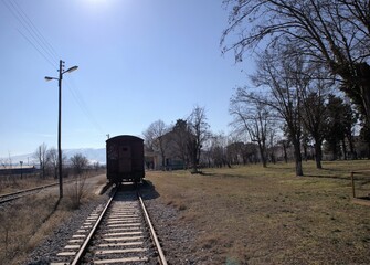 Canvas Print - Old cargo train wagon