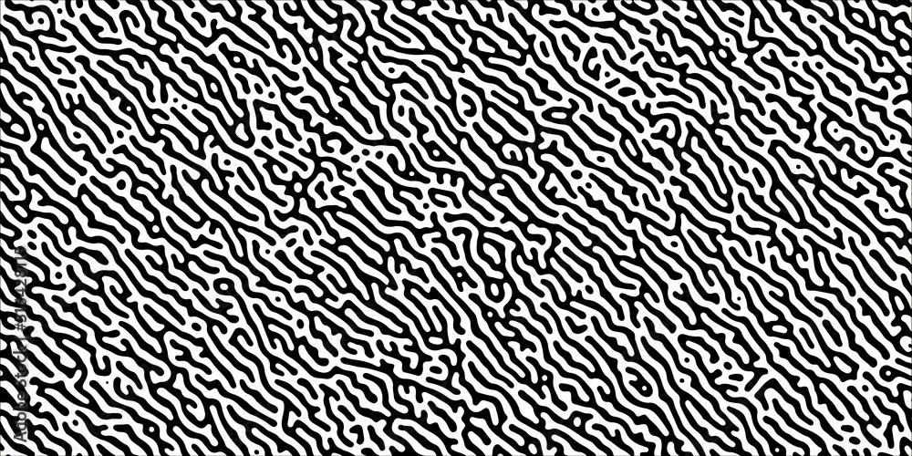 Turing reaction diffusion black and white seamless pattern with chaotic ...