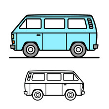 Vector Illustration Of A Vintage Van