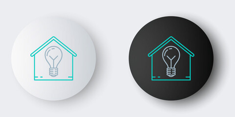 Wall Mural - Line Smart house and light bulb icon isolated on grey background. Colorful outline concept. Vector