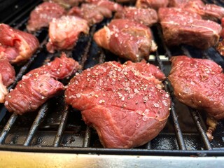 Sticker - Closeup of delicious beef steak being grilled