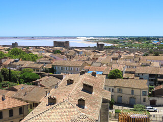 Canvas Print - Paysage urbain de la cité médiéval de Aigues-Mortes, Occitanie	