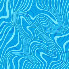 Poster - Water Surface Seamless Pattern. Vector Sea Ripple. Abstract Distort Background with Waves. Blue Swimming Pool Illustration