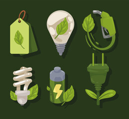 Sticker - six eco friendly icons